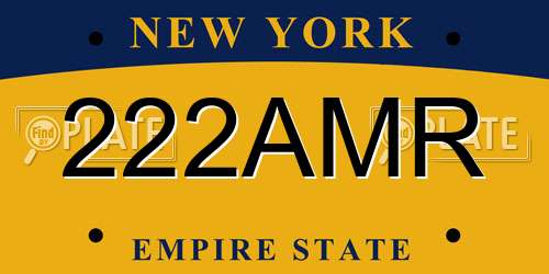222AMR New York License Plate