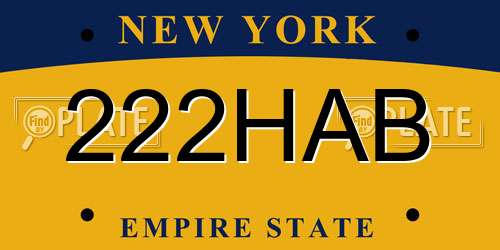 222HAB New York License Plate