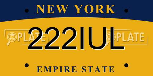 222IUL New York License Plate