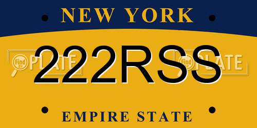 222RSS New York License Plate