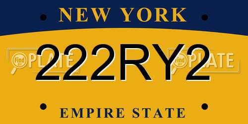 222RY2 New York License Plate