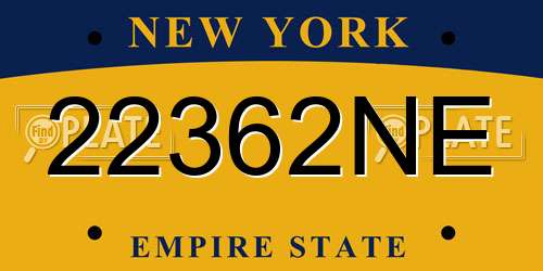 22362NE New York License Plate