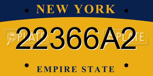 22366A2 New York License Plate
