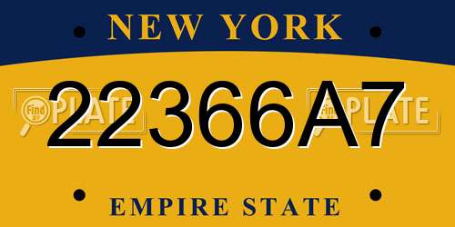 22366A7 New York License Plate
