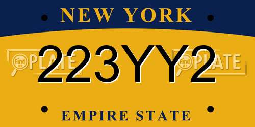 223YY2 New York License Plate