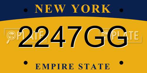 2247GG New York License Plate