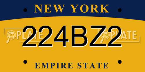 224BZ2 New York License Plate