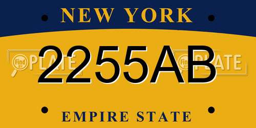 2255AB New York License Plate