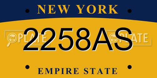 2258AS New York License Plate