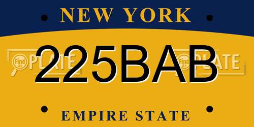225BAB New York License Plate
