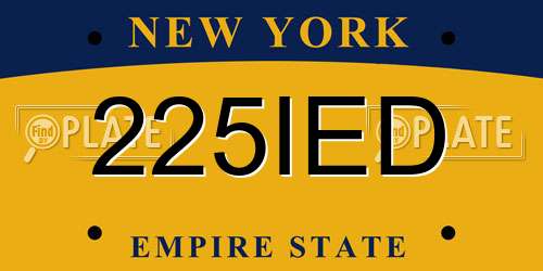 225IED New York License Plate