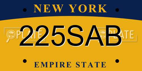 225SAB New York License Plate