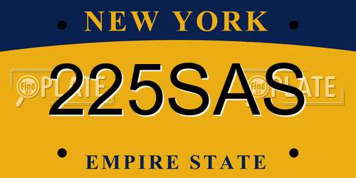 225SAS New York License Plate