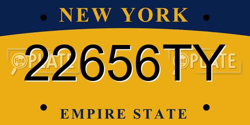 22656TY New York License Plate