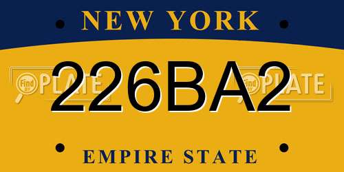 226BA2 New York License Plate