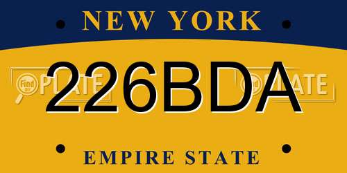 226BDA New York License Plate