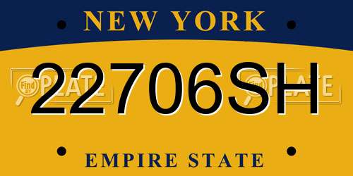 22706SH New York License Plate