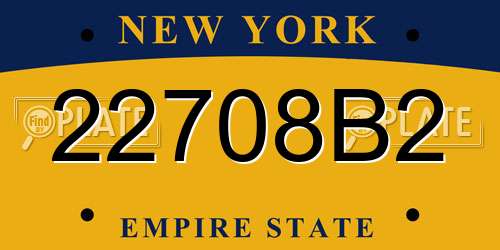 22708B2 New York License Plate