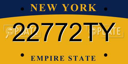 22772TY New York License Plate