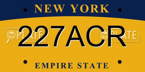 227ACR New York License Plate