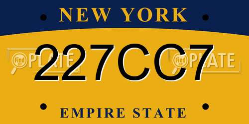 227CC7 New York License Plate