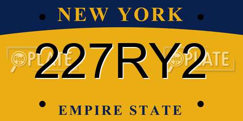 227RY2 New York License Plate