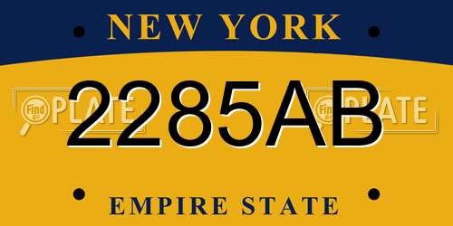 2285AB New York License Plate