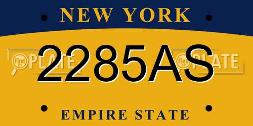 2285AS New York License Plate