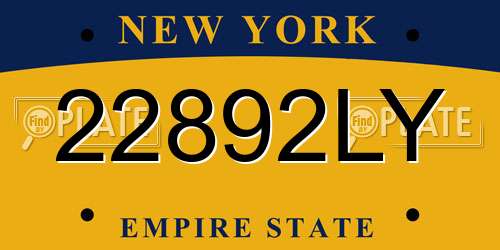 22892LY New York License Plate