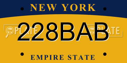 228BAB New York License Plate