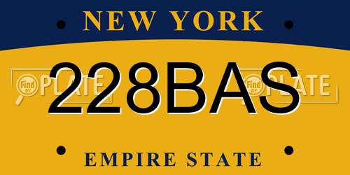 228BAS New York License Plate
