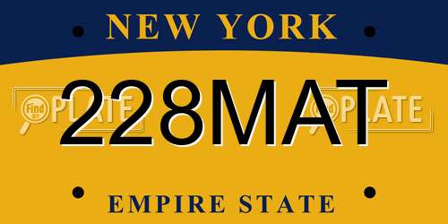 228MAT New York License Plate