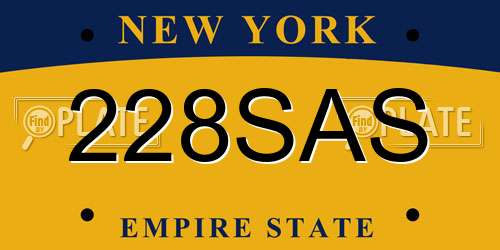 228SAS New York License Plate