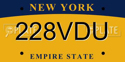 228VDU New York License Plate
