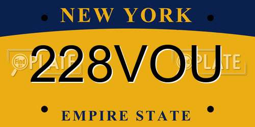 228VOU New York License Plate