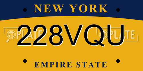 228VQU New York License Plate