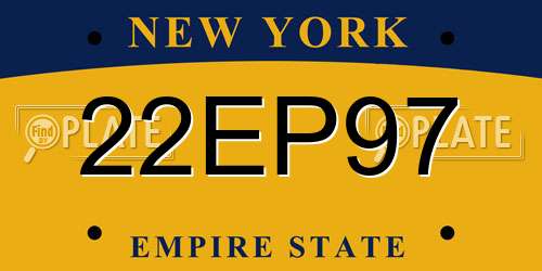 22EP97 New York License Plate