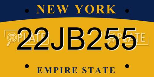 22JB255 New York License Plate