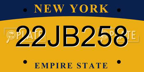 22JB258 New York License Plate