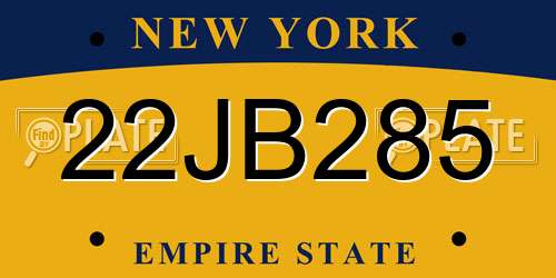 22JB285 New York License Plate