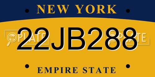 22JB288 New York License Plate