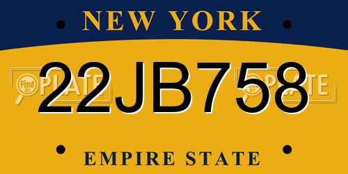 22JB758 New York License Plate