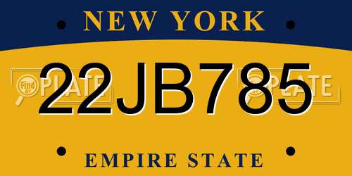 22JB785 New York License Plate