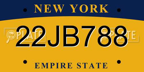 22JB788 New York License Plate