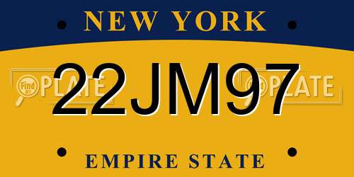 22JM97 New York License Plate