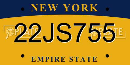 22JS755 New York License Plate