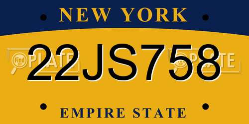 22JS758 New York License Plate
