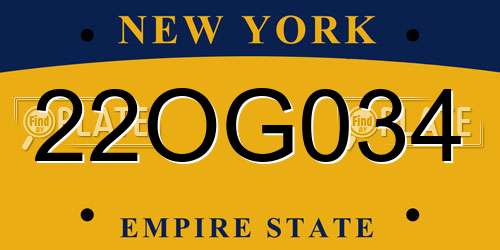 22OG034 New York License Plate
