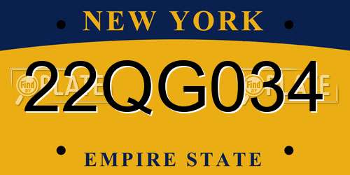 22QG034 New York License Plate