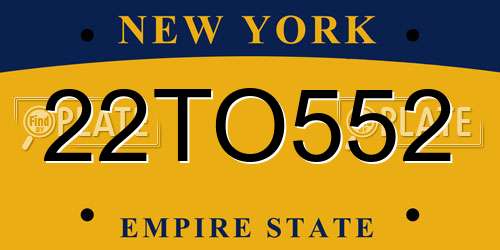 22TO552 New York License Plate